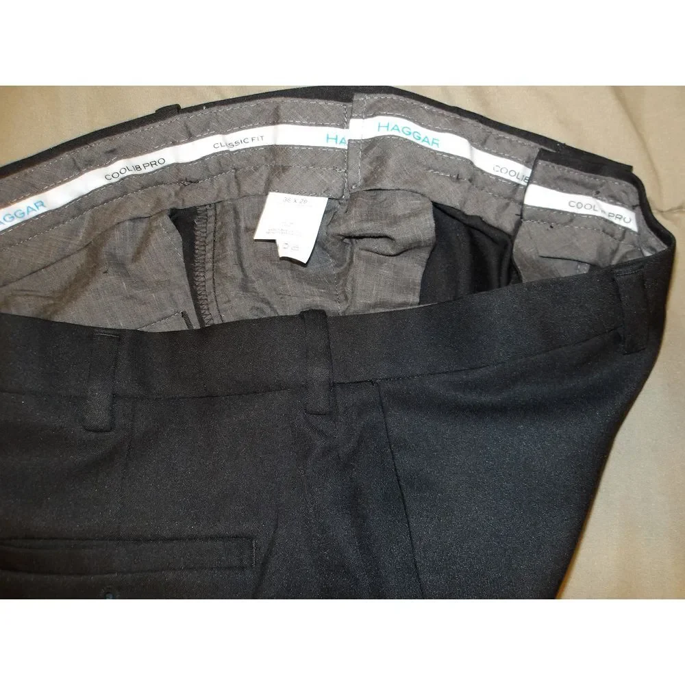 Haggar Cool 18 Black Dress Pants Formal Business Slacks‎ with Straight Leg